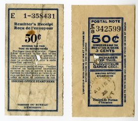 50 cent postal notes stamped carnarvon 1941? and boskung 1925